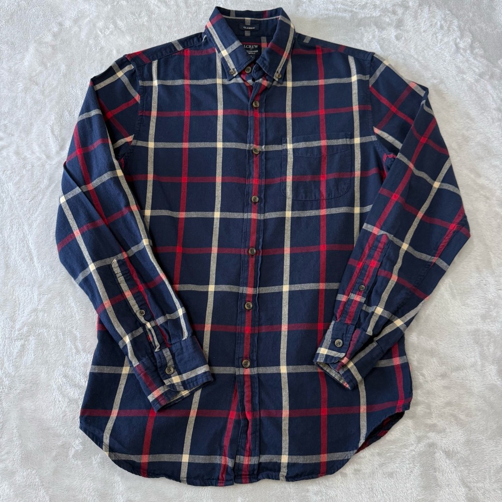 J.Crew Factory Classic Brushed Twill Plaid Button Down Shirt Mens Size Small - Picture 3 of 6